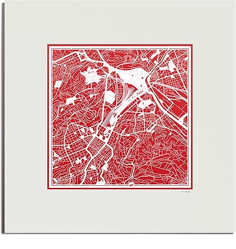 Miniatura 122 de O3 Design Studio Mapa de corte de papel Madrid negro mate de 20 x 20 pulgadas