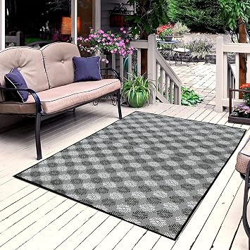 ARSUK Outdoor Patio Rug 6 x 4 ft - Weatherproof, Indoor and Outdoor Use, Ideal for Garden, Camping, Balcony Carpet, Picnic, Backyard, Lightweight, Foldable, Recycled Plastic