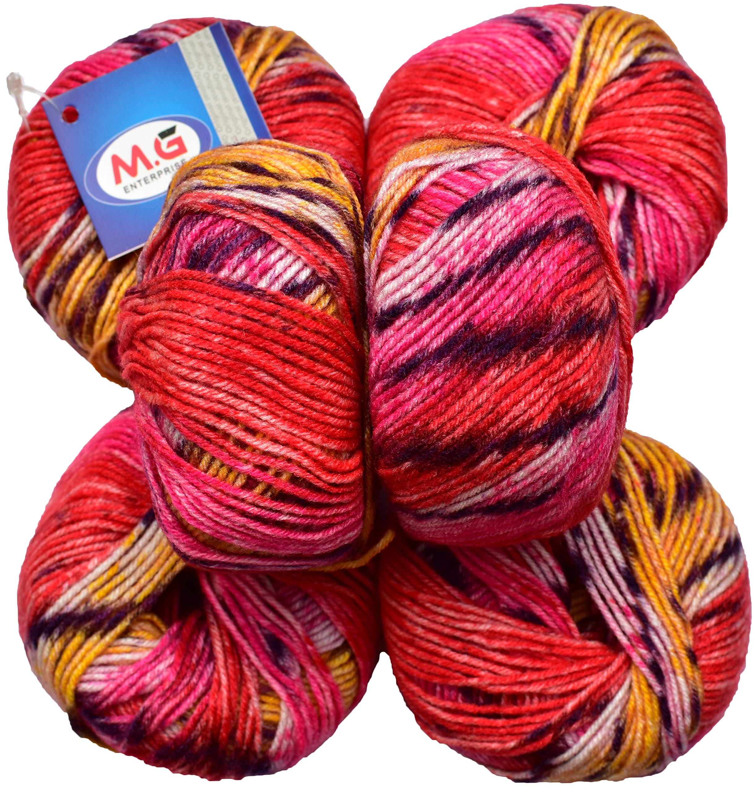 M.G ENTERPRISE 100% Acrylic Wool Rusty Red (6 pc) Baby Soft 4 ply Wool Ball Hand Knitting Wool/Art Craft Soft Fingering Crochet Hook Yarn, Needle Knitting Yarn Thread Dyed, Multi