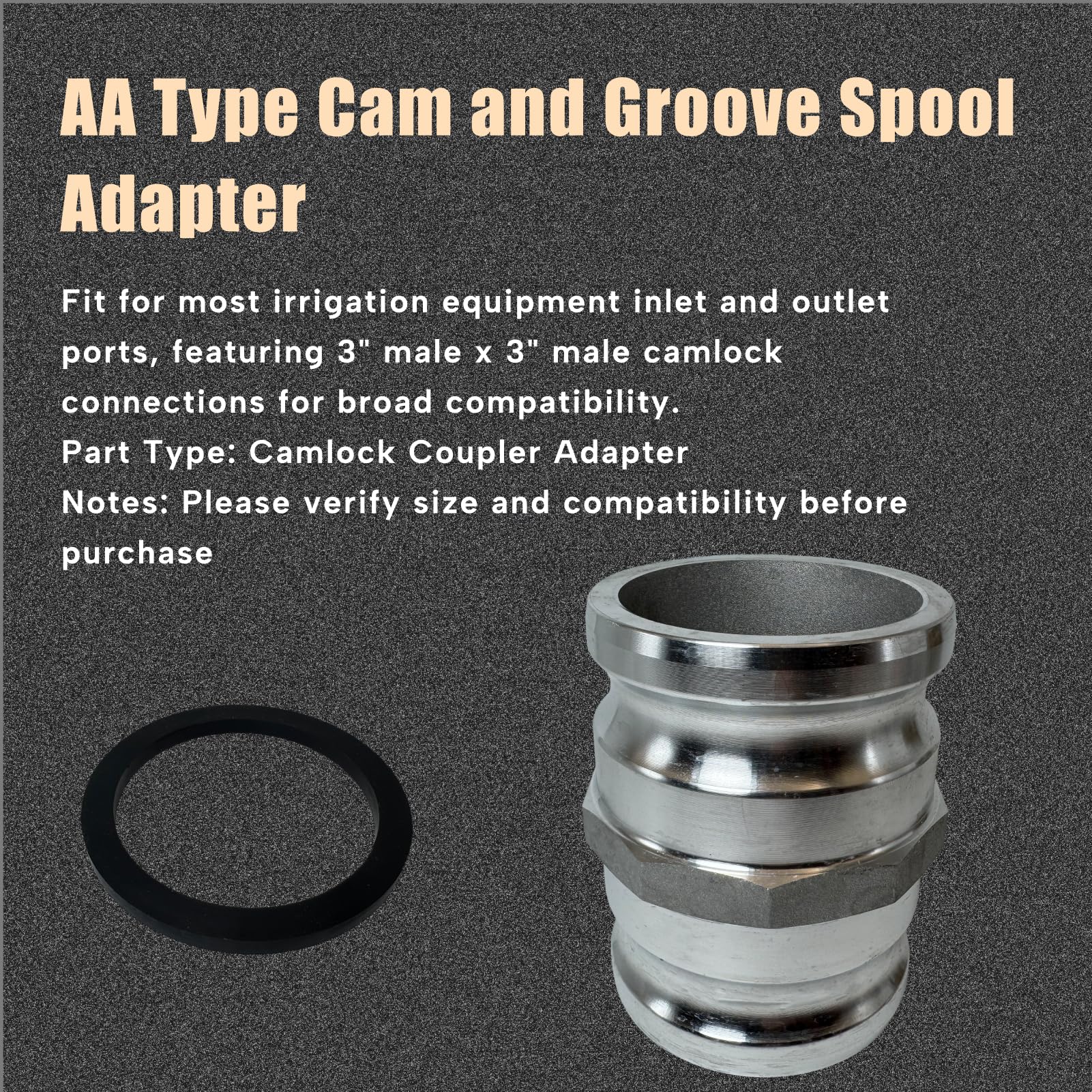 Adaptador de bobina de leva y ranura tipo AA de 3 pulgadas para Camlock macho de 3 pulgadas x 3 pulgadas macho Camlock conector de montaje de camlock resistente, material de aluminio con