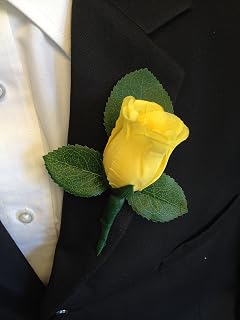 Angel Isabella Boutonniere - Yellow Rose Boutonniere with Pin for Prom, Party, Wedding