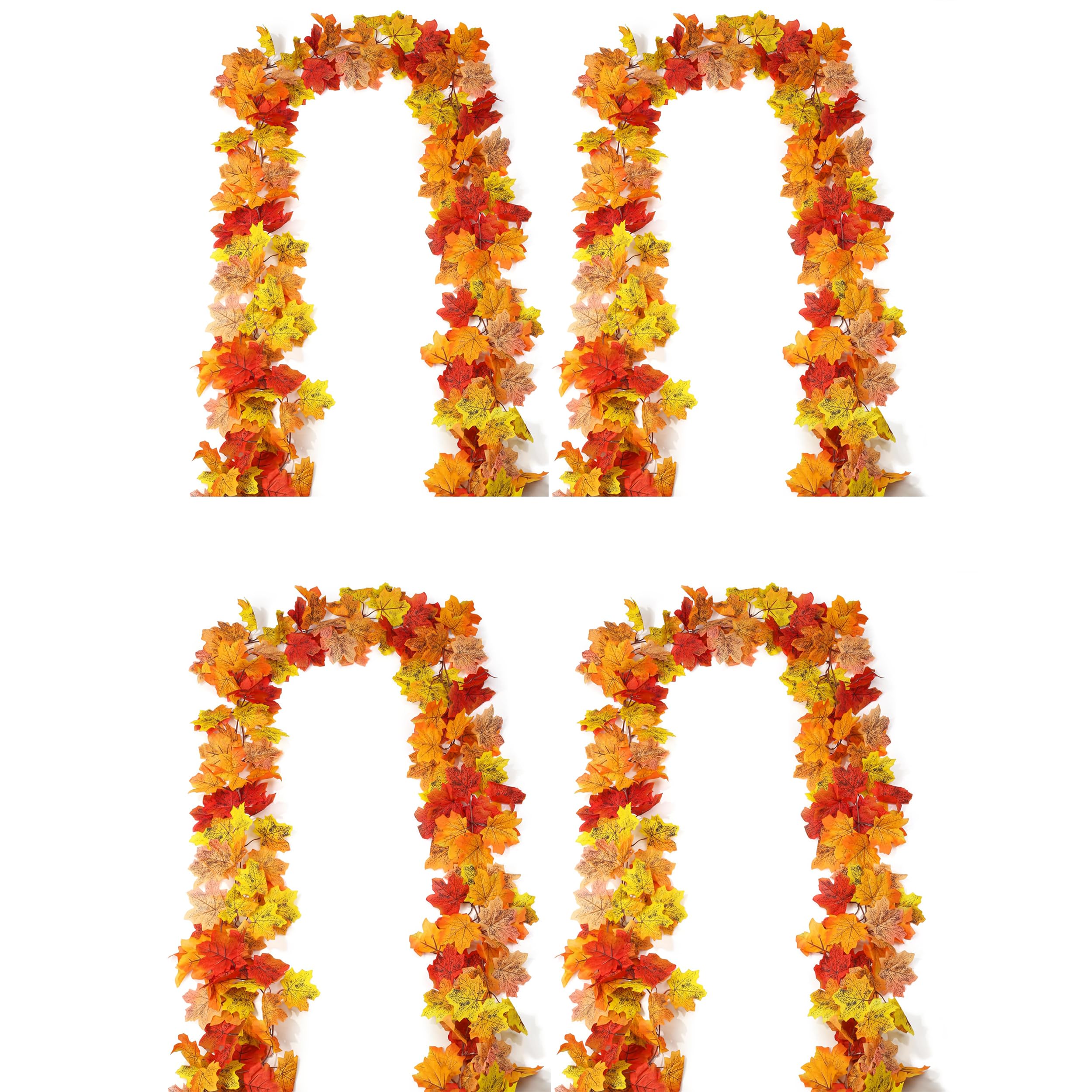 XIANNVXI 4 Pack Deep Red Autumn Garland 79" Autumn Leaves Garland