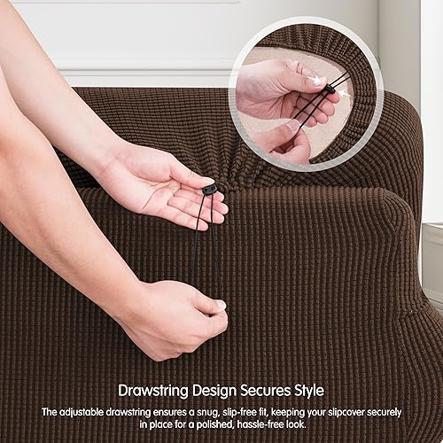 Vista 282 de CHUN YI - Funda elástica para sillón (3 piezas), funda para sofá de 1 plaza con un respaldo y cojín separado con banda elástica, tela jacquard