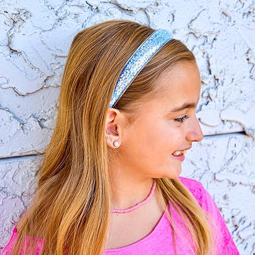 Miniatura 2 de FROG SAC 4 diademas con purpurina para niñas, diadema de confeti brillante con dientes para niños, lindas diademas duras de arco iris, rosa, morado,