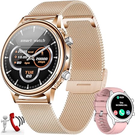 Orologio Smartwatch Donna Risponde Chiamate Rotondo,Orologio Metallo  Fitness Donna con 20 Modalità Sportive,SpO2 con Notifiche Messaggi  Contapassi con Cinturino Cambiabile per Android iOS (oro) : Amazon.it:  Orologi
