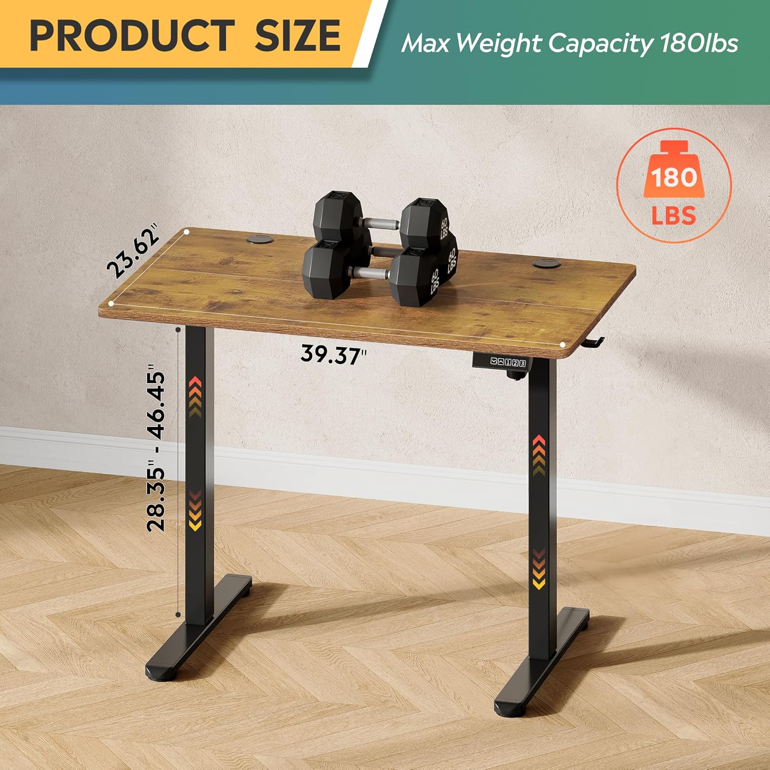 DEVAISE ASJZ021 desk dimensions and 180 lbs weight capacity