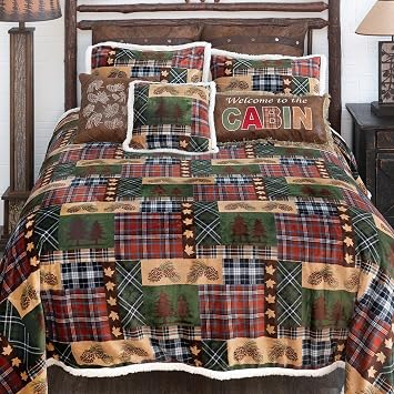 BLACK FOREST DECOR Pinecone Woodland Plush Sherpa Bed Set 92" Wx96 L | |