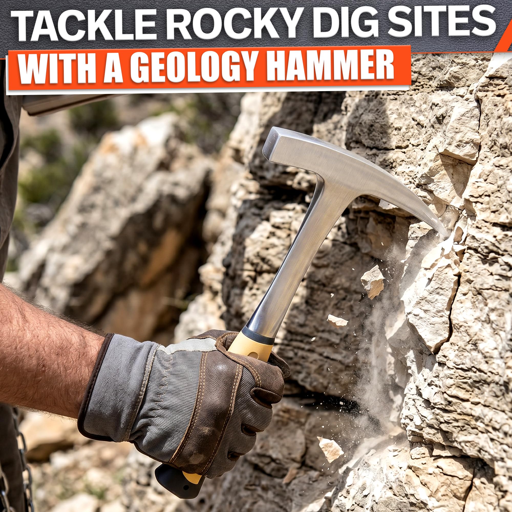 Small Rock Hammer - Forged Steel, 28oz -6