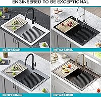 Vista 13 de KRAUS Bellucci Workstation 33" Single Bowl Granite Kitchen Sink in Metallic Black w/Accessories, KGTW2-33MBL, Includes Dish Drainer/Dish Drying Rack