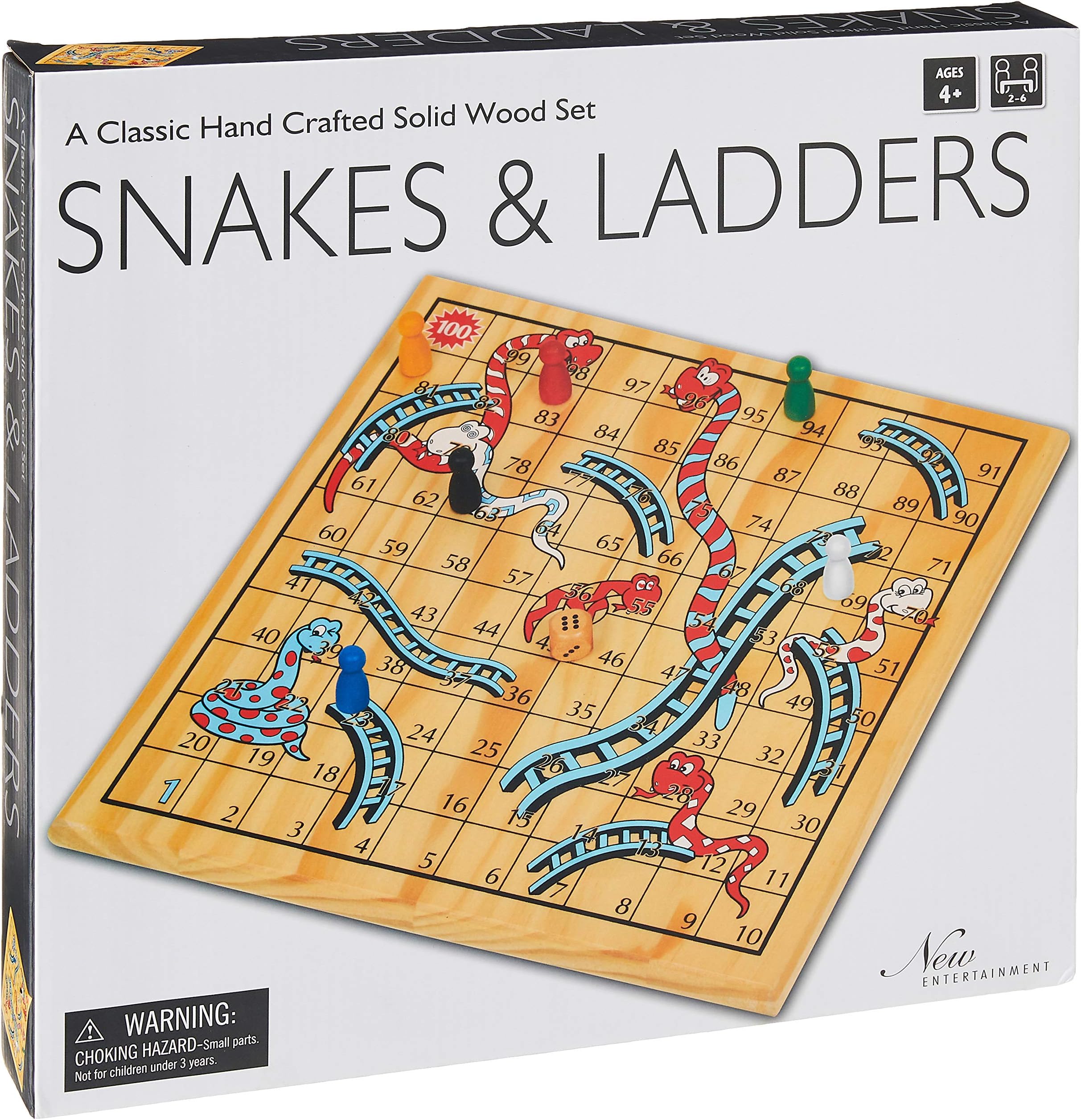 Wooden Snakes & Ladders Game
