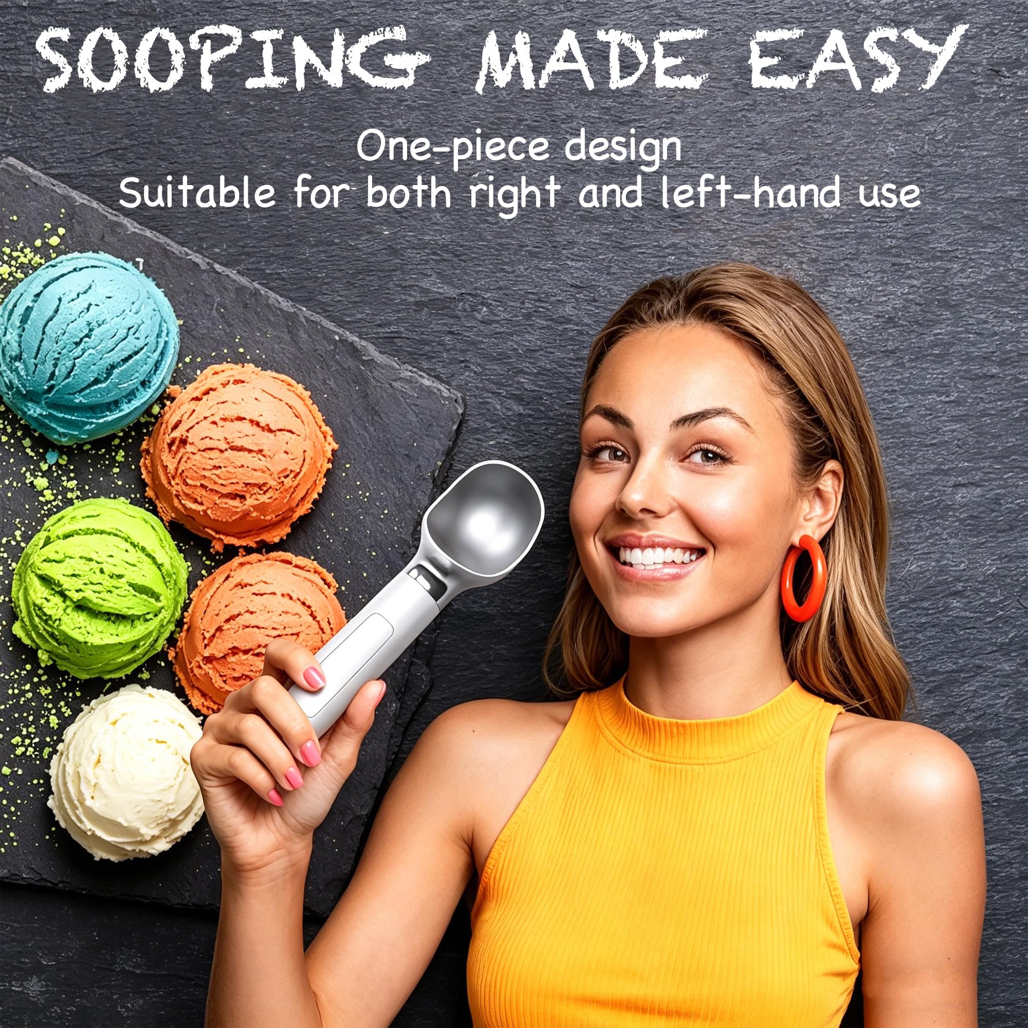 Porzionatore elettrico riscaldato con display digitale impermeabile IP67 manico ergonomico facile da pulire per ghiaccio duro, gelato e sorbetto, ideale come regalo estivo