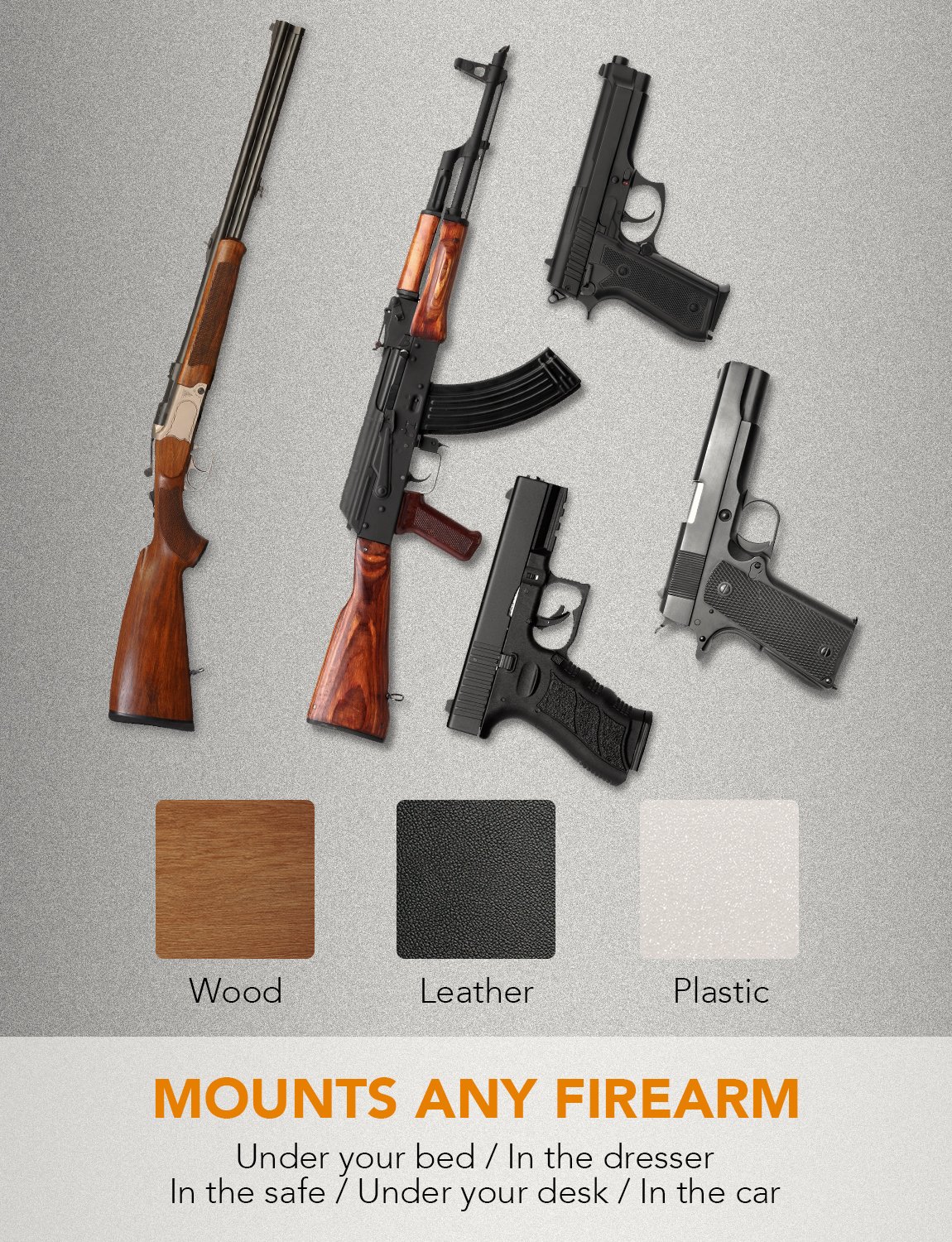 Hill & Wood Gun Magnet [2-Pack] | 30 lbs Rated | Rubber Coated Magnetic Gun Mount Gun Magnet-Concealed Gun Holder for Car, Handgun, Pistol, Rifle, Shotgun, Revolver