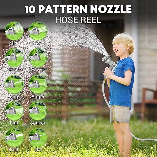 Miniatura 3 de SILVEL Carrete de manguera de jardín retráctil, carrete de manguera automático resistente para montaje en pared de 12 pulgadas x 75 pies con