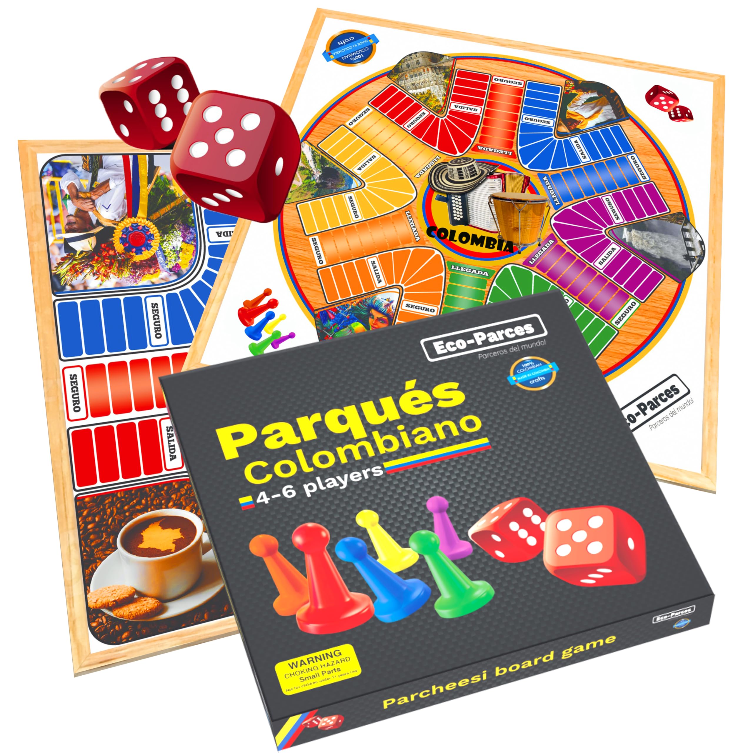 PARQUÉS JUEGO DE MESA Colombiano 4 Y 6 JUGADORES Grande Foldable PARCHEESI Board Game pachi Tablero Parchis Game Original Colombian Parks parque Adults Colombia Gifts Productos Artesanias Regalos
