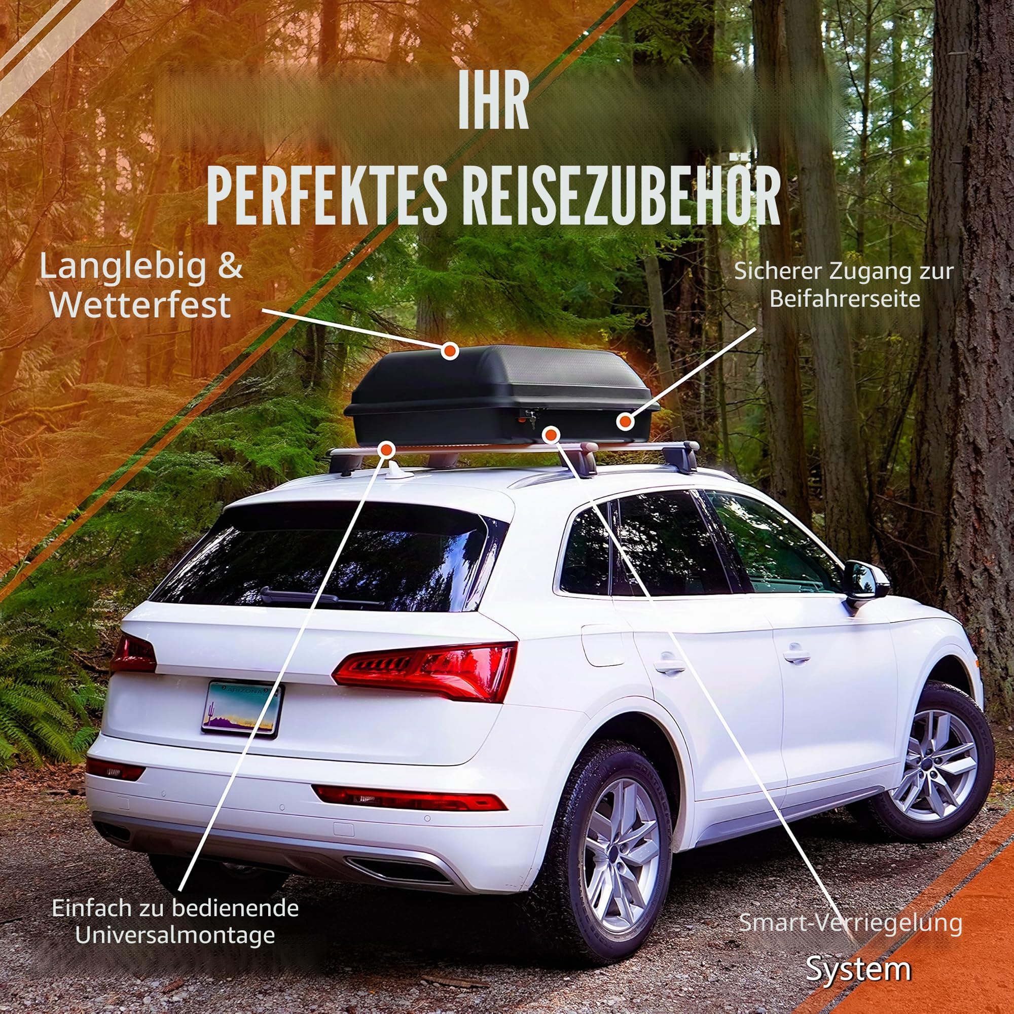 Tetrax RAX Auto-Dachbox, 320 Liter Vassungsvermögen, schwarz