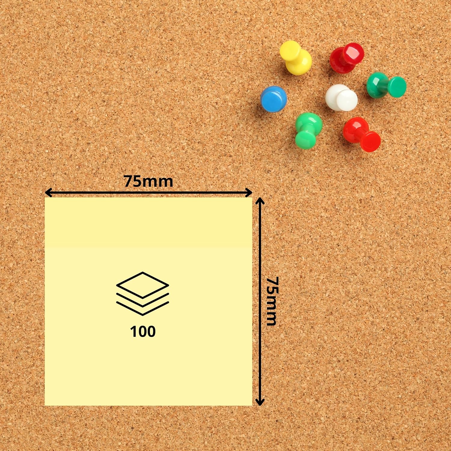 Plus Office Post-Its Yellow Sticky Notes Pad for Office, College, University, Quick Notes and Reminders, Pad of 100 Self-Adhesive Sheets (75 x 75 mm, 12 Pack)