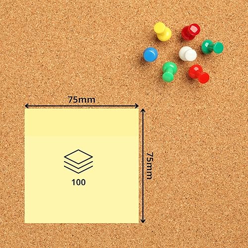 Miniatura 2 de Plus Office Post-Its - Bloc de notas adhesivas amarillo para oficina, universidad, notas rápidas y recordatorios, bloc de 100 hojas autoadhesivas