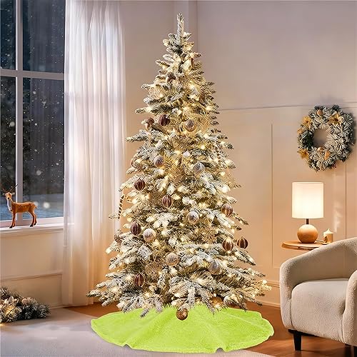 Miniatura 9 de Faldas de árbol de Navidad de piel sintética de 48 pulgadas, faldas de felpa blanca, tapetes grandes para árbol de Navidad, adornos de Feliz