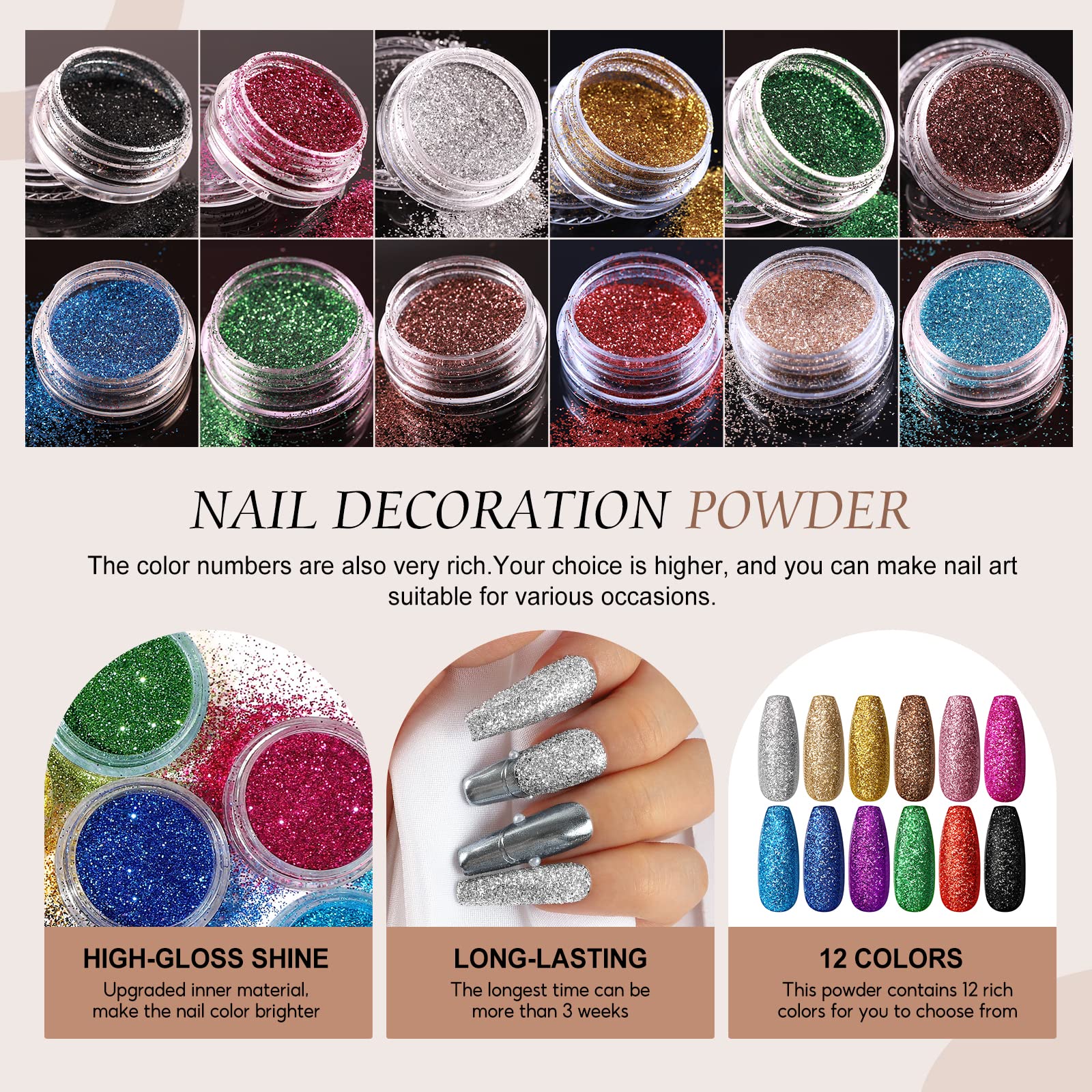 Peacecolor Semipermanente Kit Polvo Acrilico para Uñas de Colores con Suministros De Uñas Acrílico Uñas Set Con Luz UV Kit Acrilico Uñas Extensión Uñas Acrilicas Kit Completo Principiantes