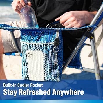 Portable Beach Chair for Adults - Kijaro Journey Print Beach Folding Chair, Steel Frame Foldable Beach Chair, High Beach Chair with Cooler Pocket, Outdoor Folding Chair
