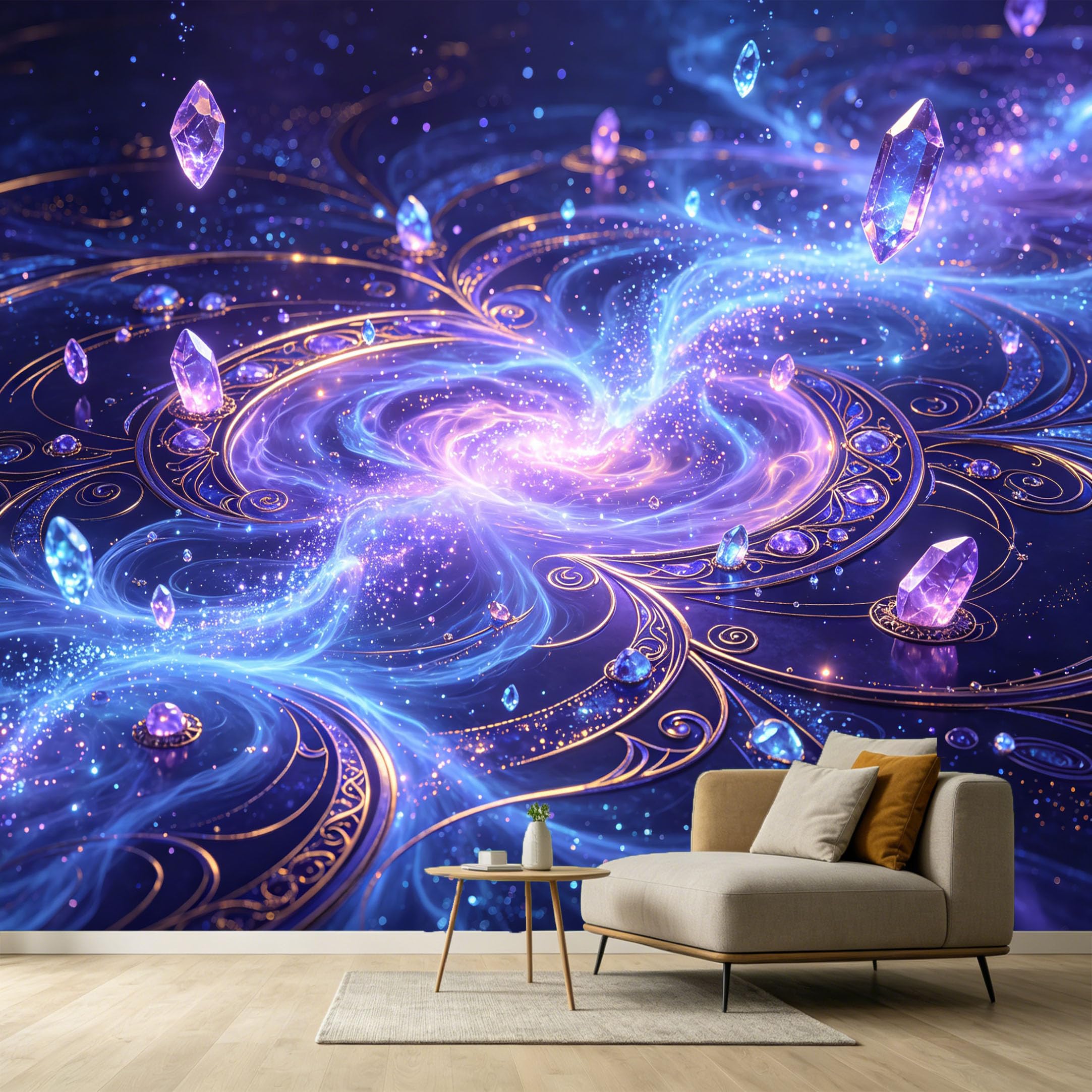 Custom Size Wall Murals Abstract Cosmic Energy Crystal Nebula Swirl Pattern SelfAdhesive Wall Fabric Removable Large Wallpaper for Photo Living Room