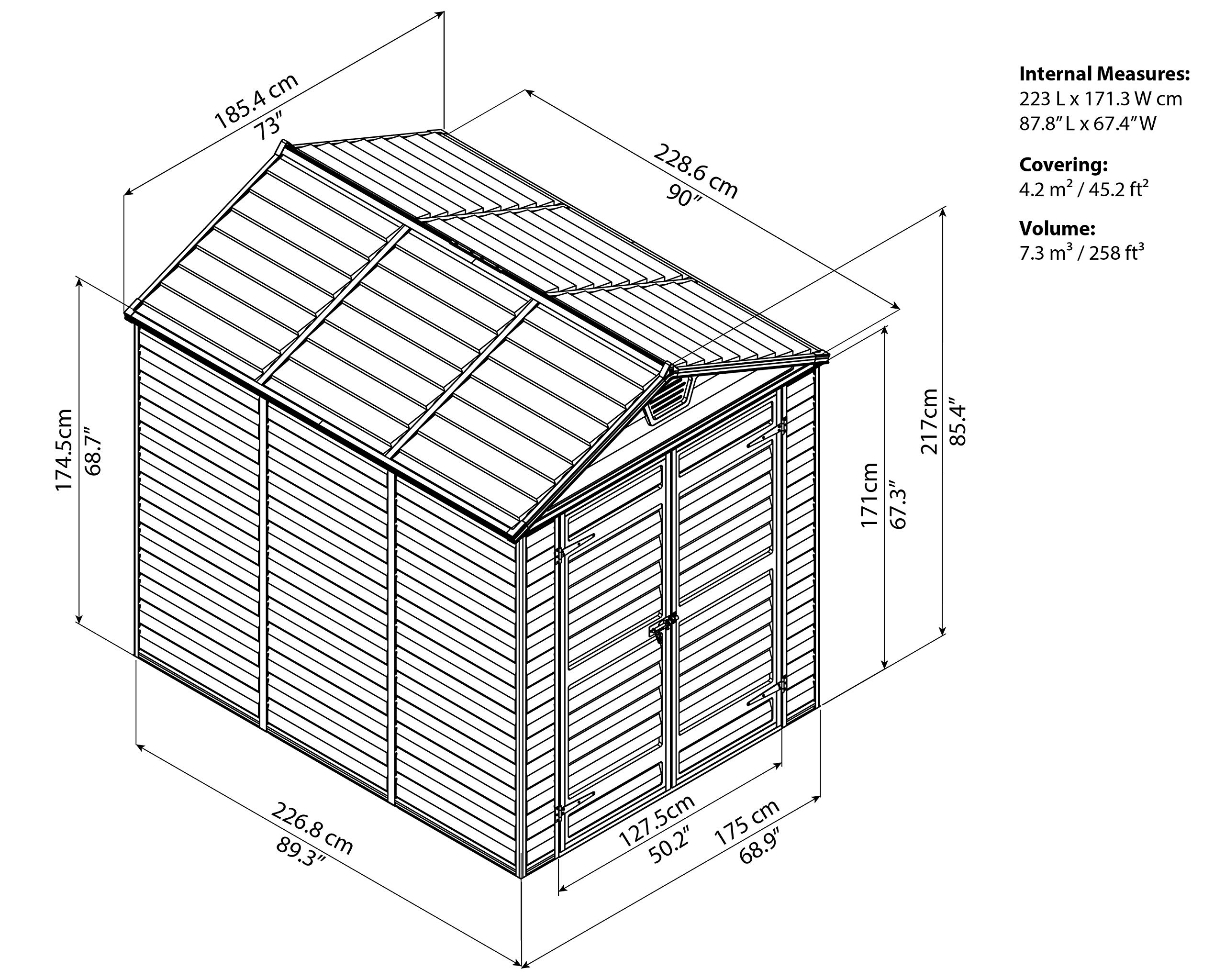 Canopia by Palram Abri de Jardin en Kit Skylight 4.2m², Cadre en Aluminium, Panneaux en Polycarbonate, Ambre