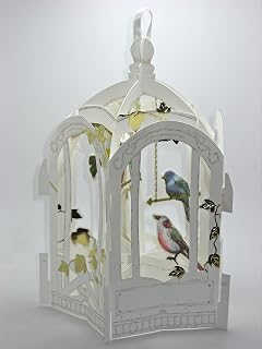 Bird Cage Greeting Card 3D White