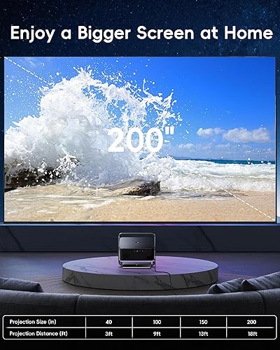 Miniatura 6 de Soporte Full HD 1080P y 4K Proyector inteligente con WiFi y Bluetooth, proyector portátil oficial de Netflix, Keystone automático y Zoom, Dolby