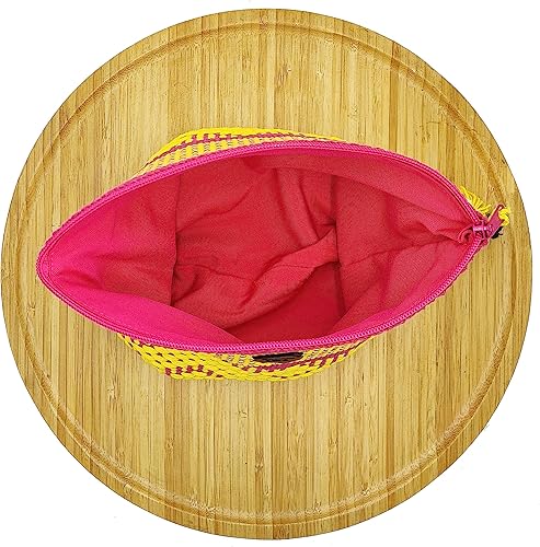 Miniatura 3 de Bolsas de maquillaje, Cosmetiquera Artesanal de Telar. Souvenir & Regalo Mexicano. Regalo Oaxaca. Bolsas hechas a mano de Oaxaca México. (Canario)