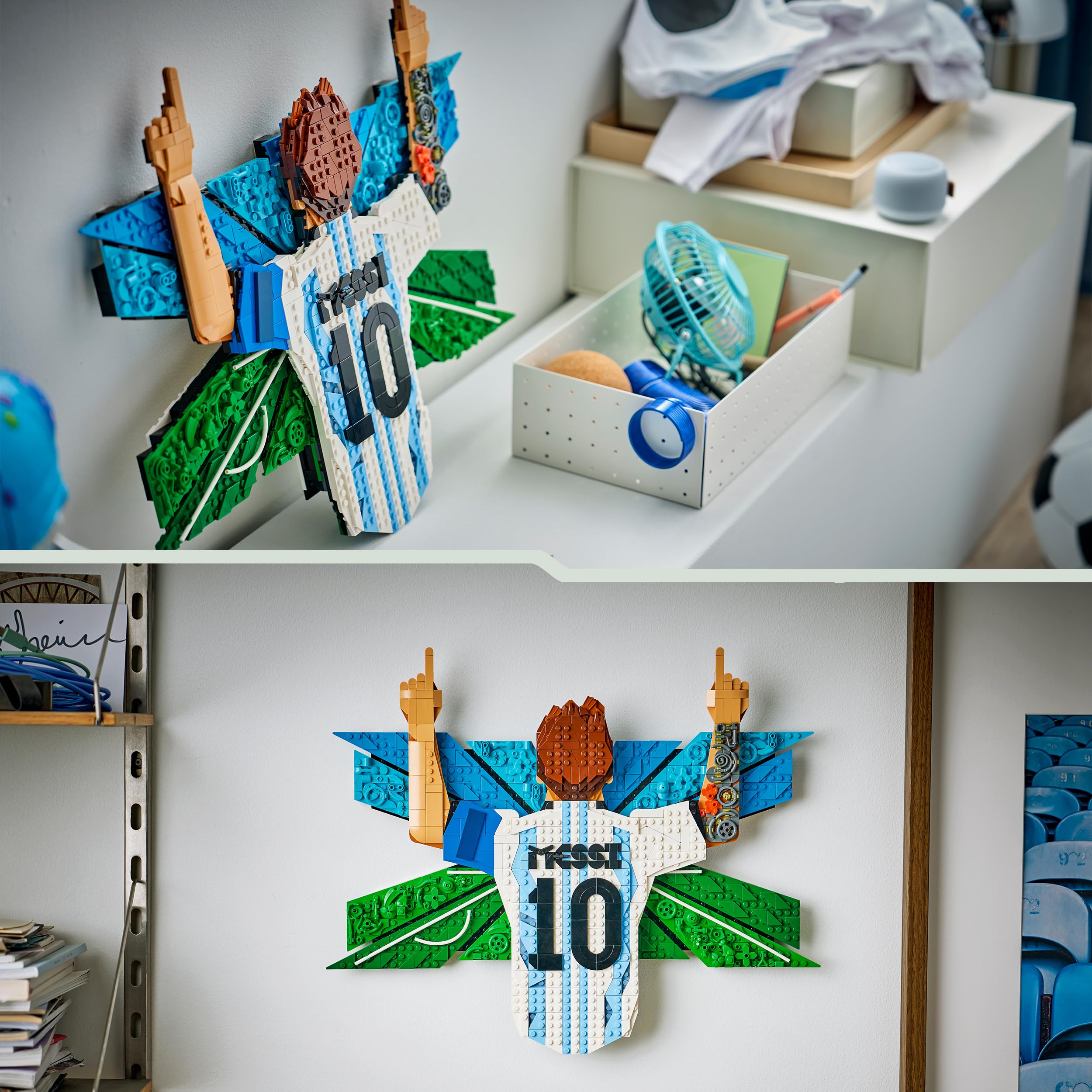 LEGO Editions Lionel Messi – Celebrazione - Set Wall Art 3D Fai da Te da Appendere - Decorazione da Parete per la Cameretta - Regalo a Tema Calcio per Bambini e Bambine da 14 Anni in su - 43018