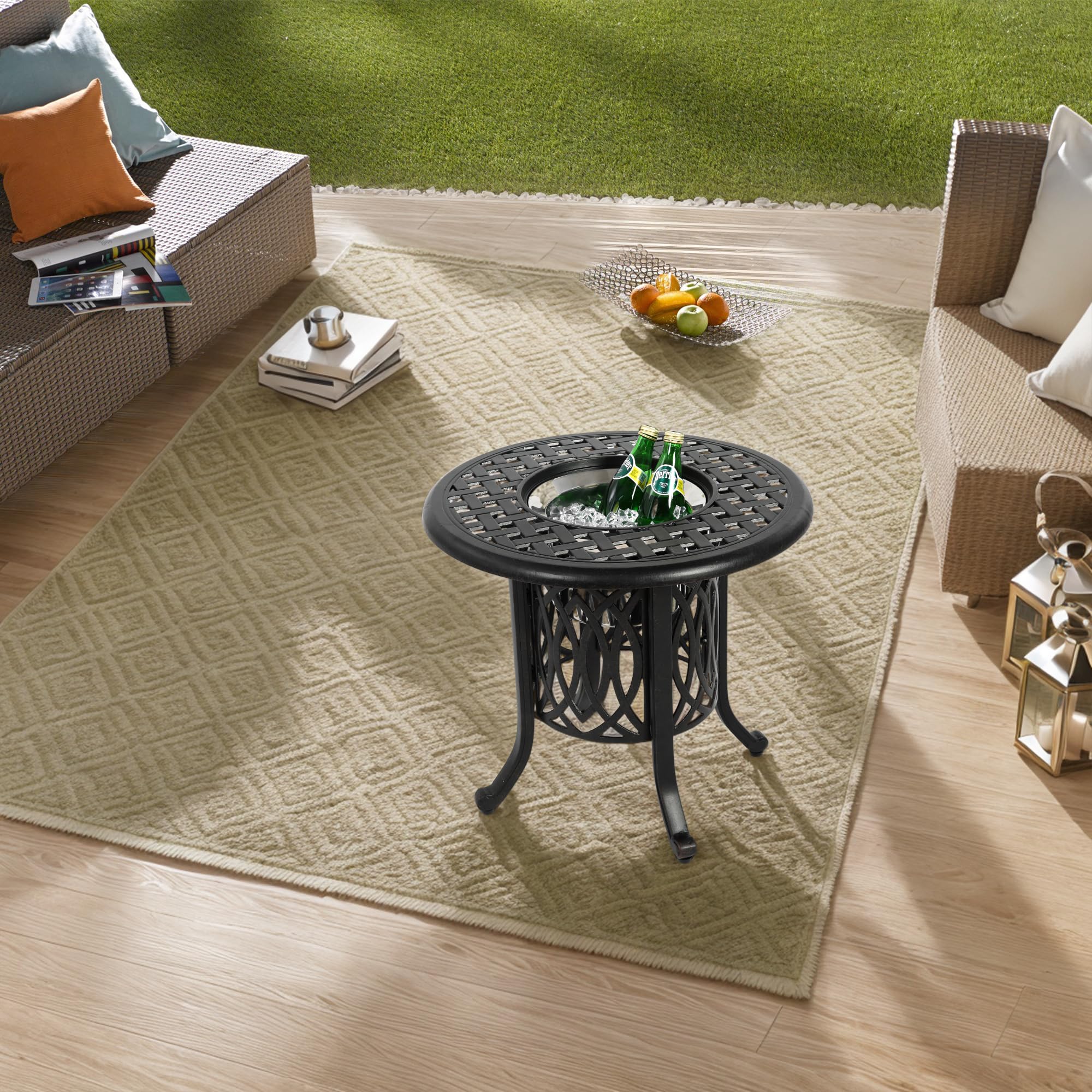 Mesa Bistro Cuadrada de Aluminio para Exterior, 55x49 cm, Resistente al Agua y Óxido, Fácil de Montar y Limpiar, para Jardín, Patio, Piscina