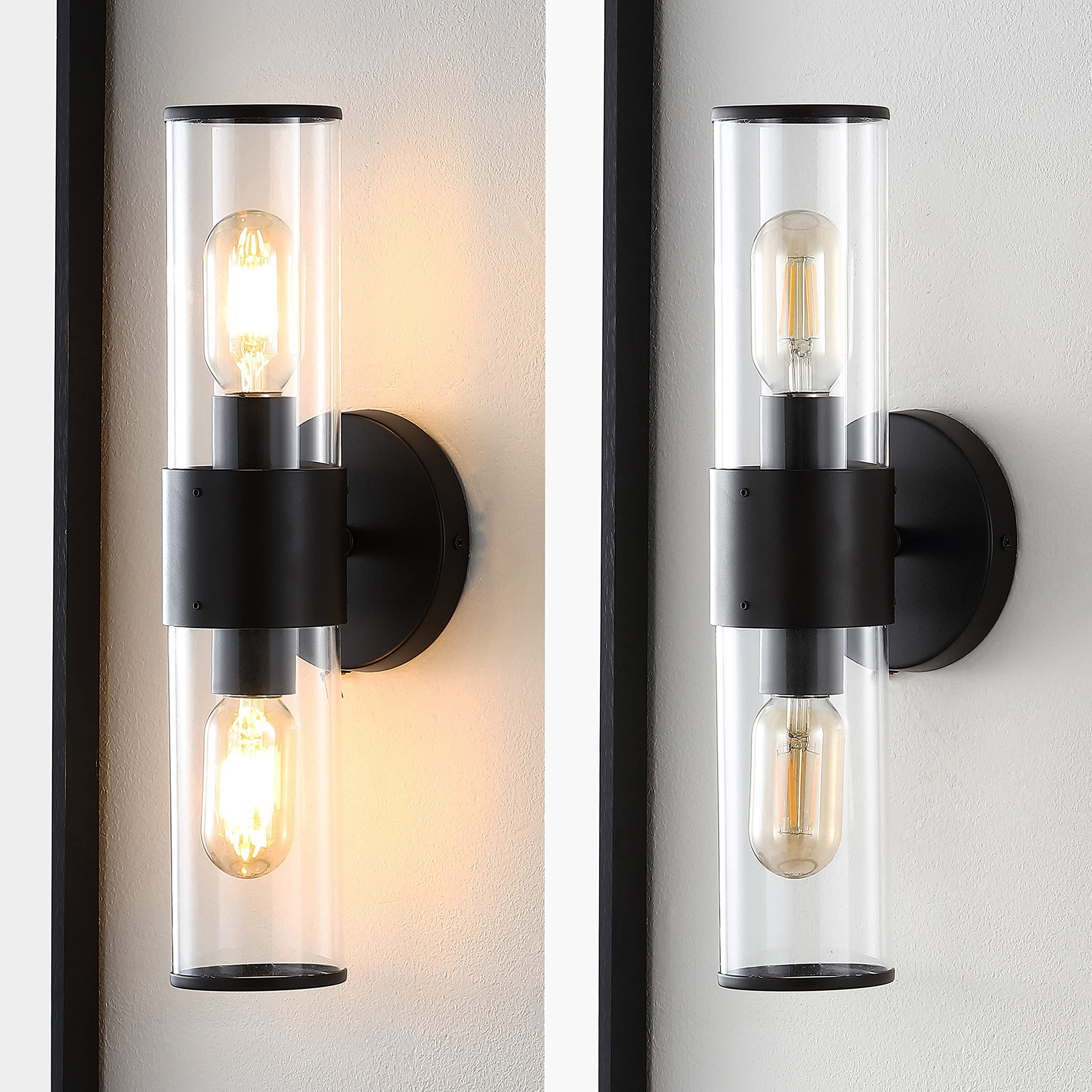 JONATHAN Y JYL9913C Quinn 15.5 inch 2-Light Farmhouse Industrial Iron/Acrylic LED Sconce Rustic, Modern, Contemporary Entryway Lobby Kitchen Bathroom Bedroom Living Room Hallway, Oil Rubbed Bronze/Clear