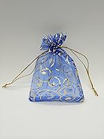 Vista 3 de Ankirol 100 bolsas de recuerdo de bodas, de organza transparente, con estampado de pestañas, de 3.5 x 4.5 pulgadas, con cordón de ajuste