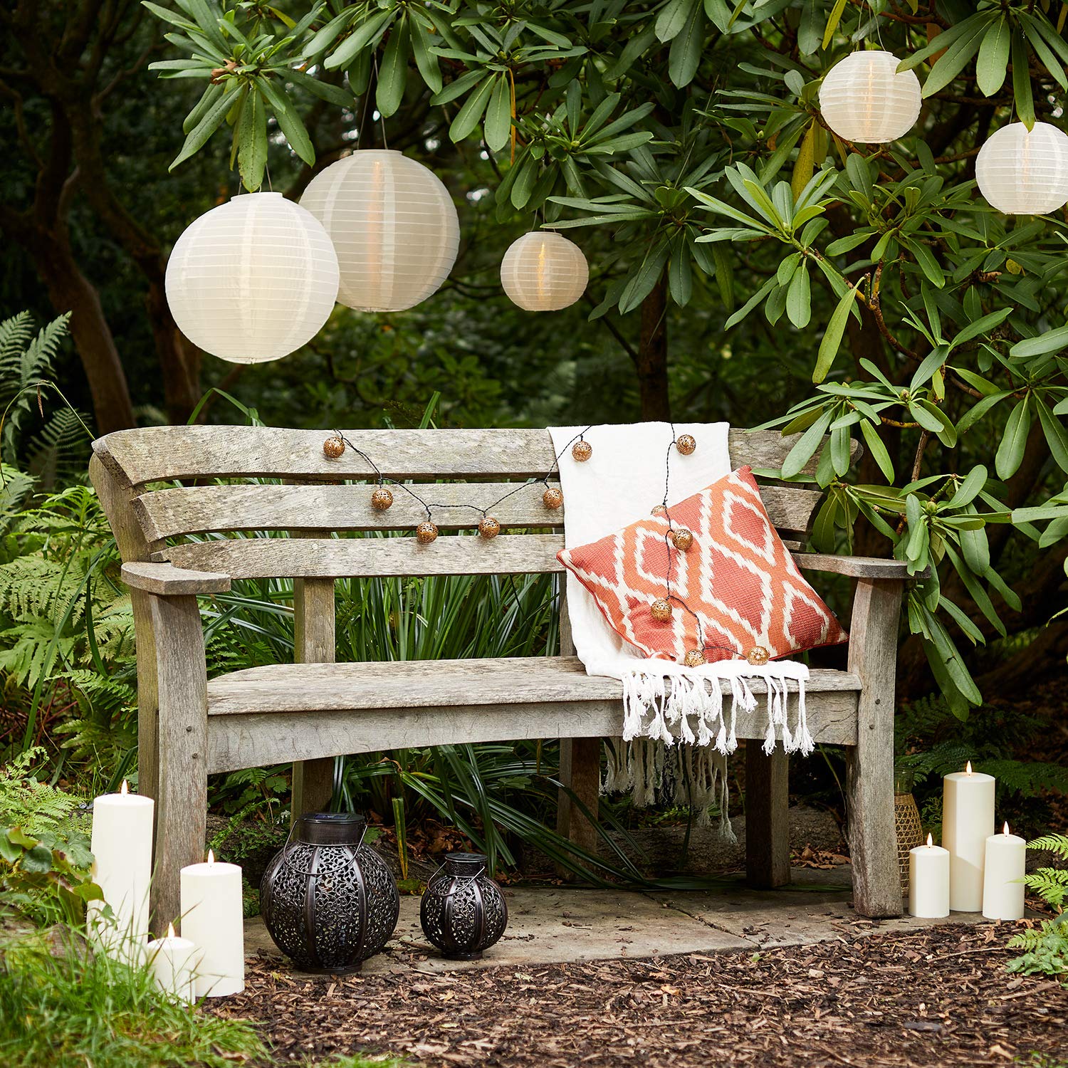 Lights4fun TruGlow® Juego de 3 Velas Sin Llama con LED Blanco Cálido a Pilas con Temporizador Decoración Impermeable para Jardín Balcón Exteriores