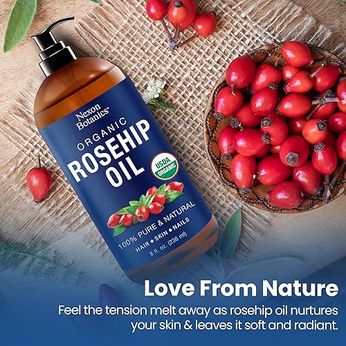 Miniatura 6 de Nexon Botanics Aceite orgánico de rosa mosqueta para rostro 8 fl oz - Aceite de Gua Sha - Aceite facial para masaje Gua Sha - Aceite de rosa