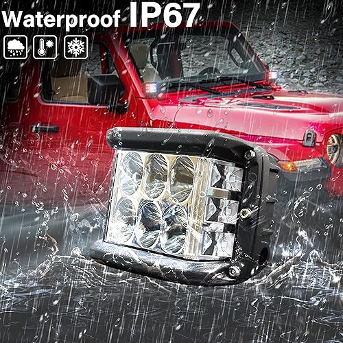 Miniatura 6 de Luces laterales de 4 pulgadas, rojo y azul, cubos LED estroboscópicos de doble color + luces estroboscópicas amarillas y verdes de doble color para