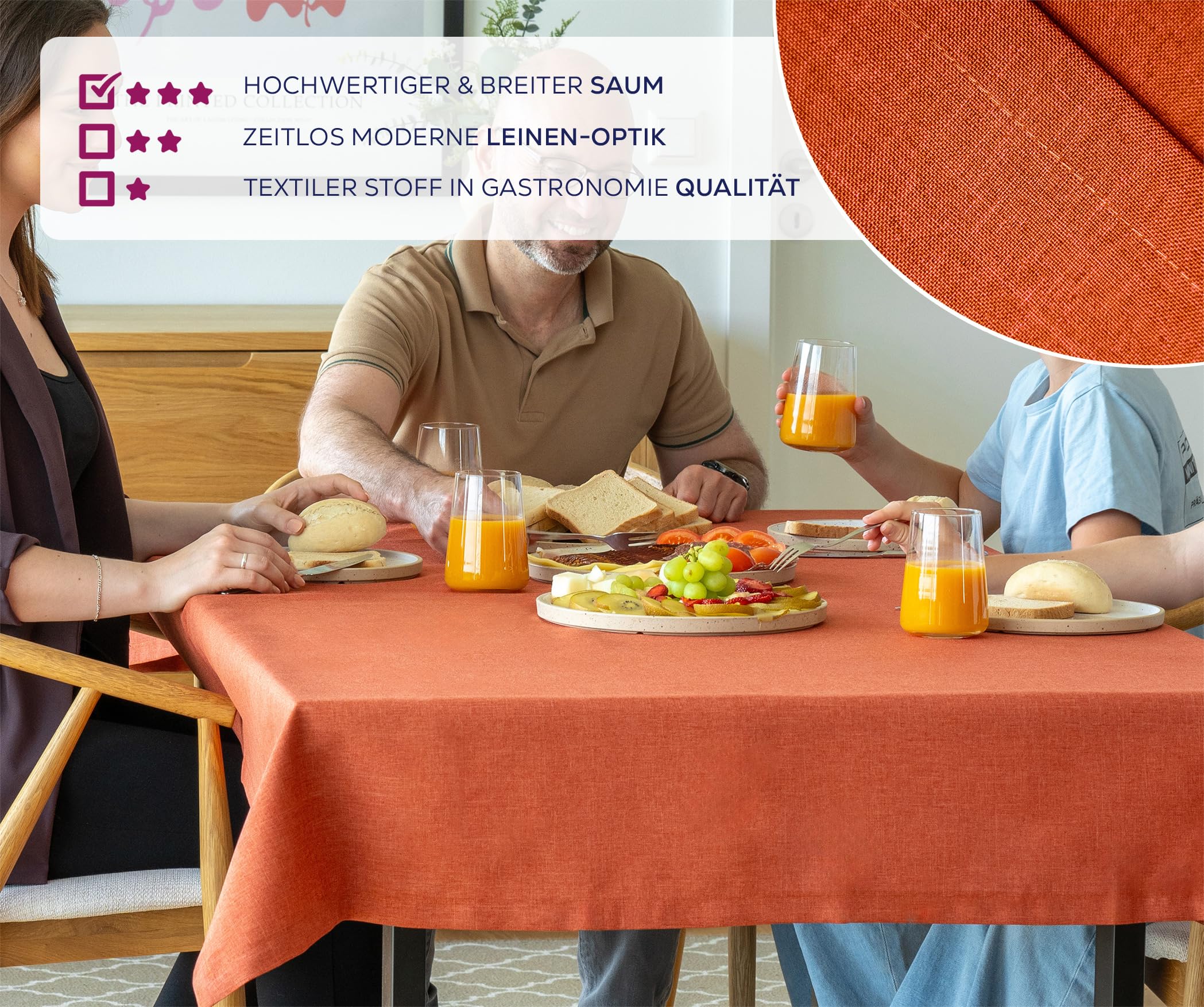 Nappe Aspect Lin - Effet Lotus - Lavable - Avec Ourlet Droit - 160 X