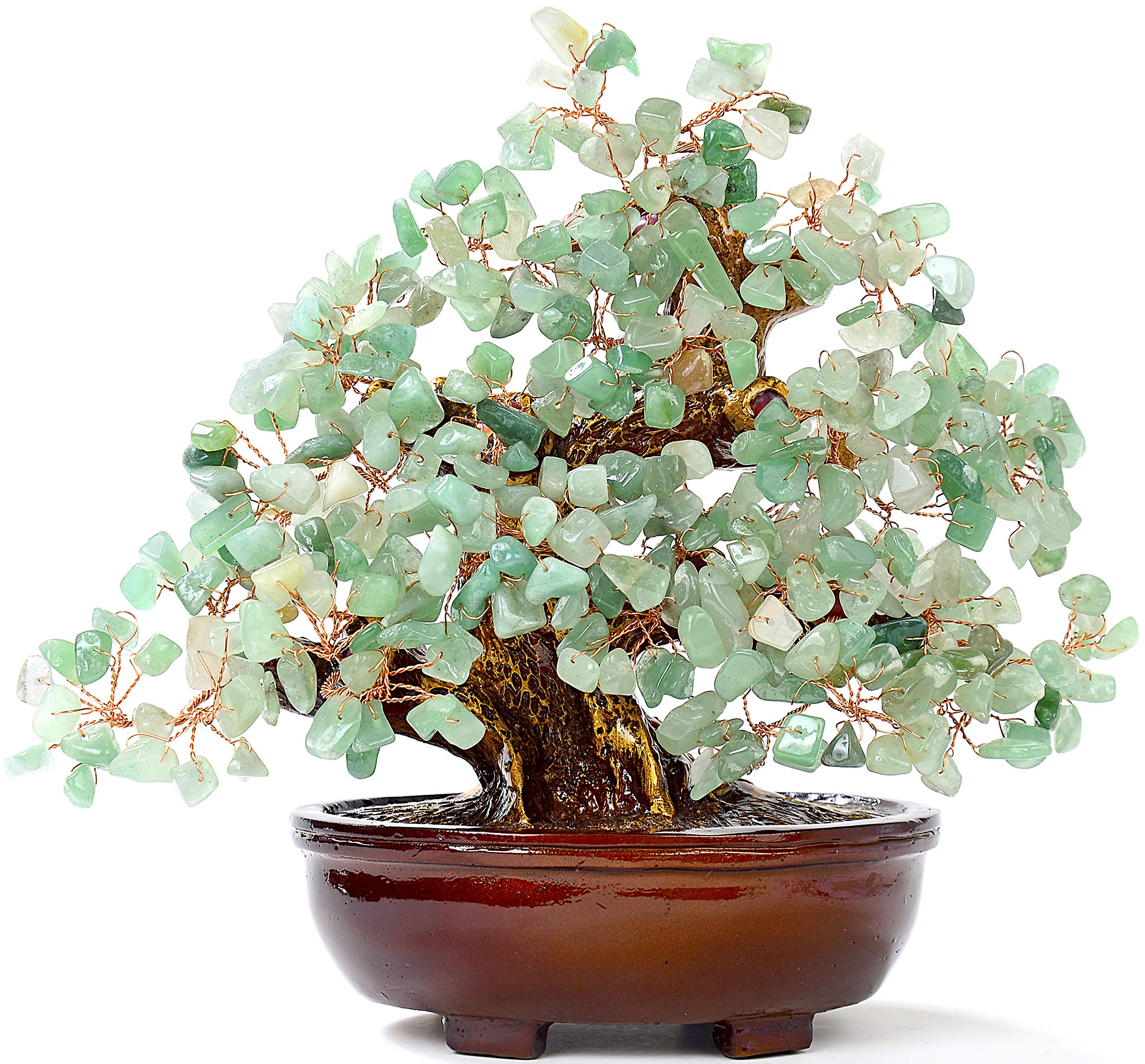KALIFANONatural Aventurine (360 Gemstone Count) Chakra Crystal Tree - Bonsai Feng Shui Money Tree for Luck and Intelligence - 8"