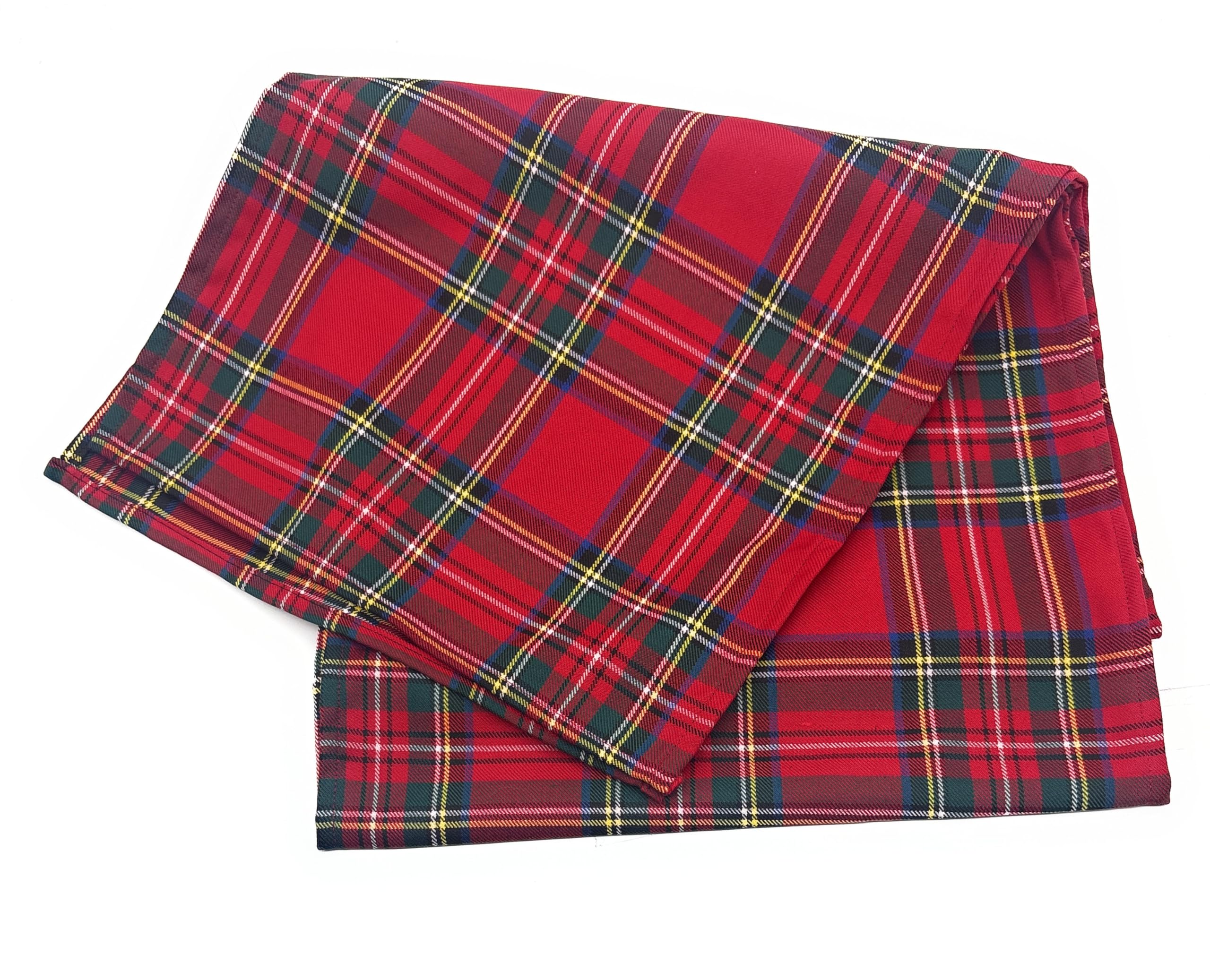 Scottish Essence Red Royal Stewart Tartan Table Runner, Plaid Pattern, 30X224 Cm, Scottish Party Or Burns Night Supper Decoration, Made In Scotland