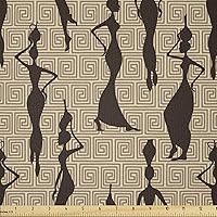 Vista 99 de Ambesonne - Tela de helado por The Yard, deliciosos alimentos fríos de verano en conos estilo Kawaii patrón ilustrado, tela decorativa