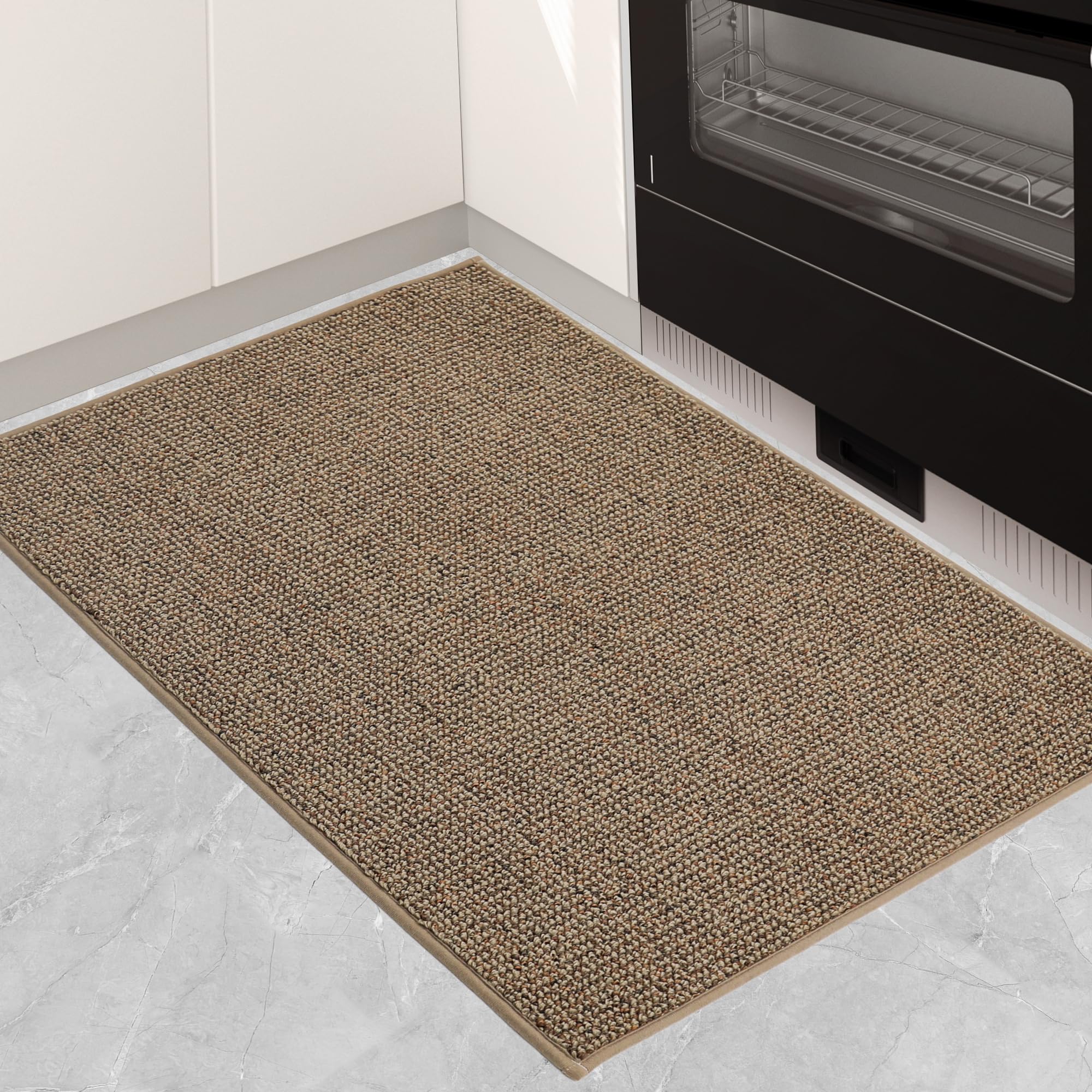 BEQHAUSE Kitchen Rugs and Mats,Non Skid Washable Absorbent Kitchen Runner Rug with TPR Backing for Kitchen,Front of Sink,Laundry (Taupe,20"x32")
