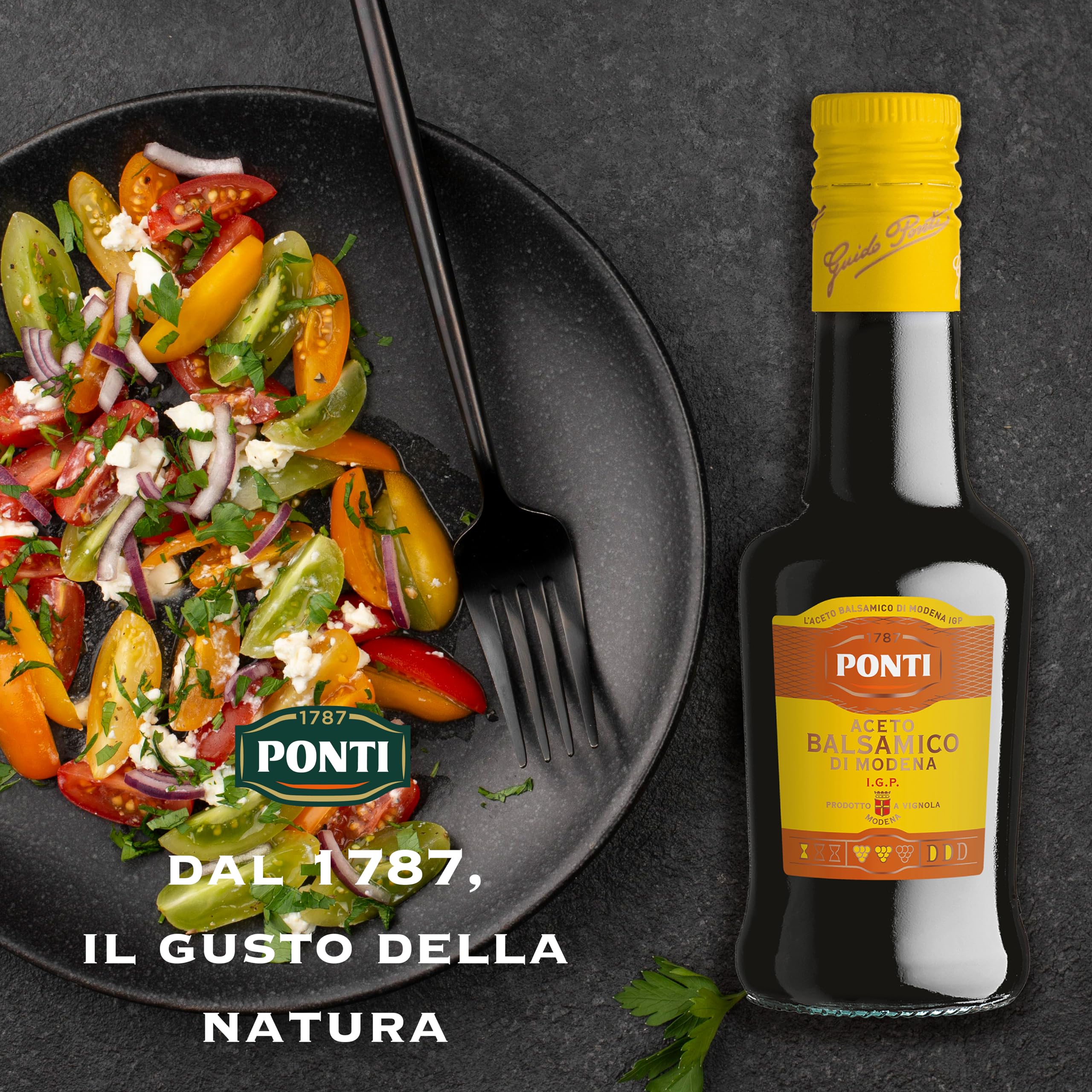 Ponti Aceto Balsamico Modena Etichetta Gialla, T12 - 12 Bottiglie