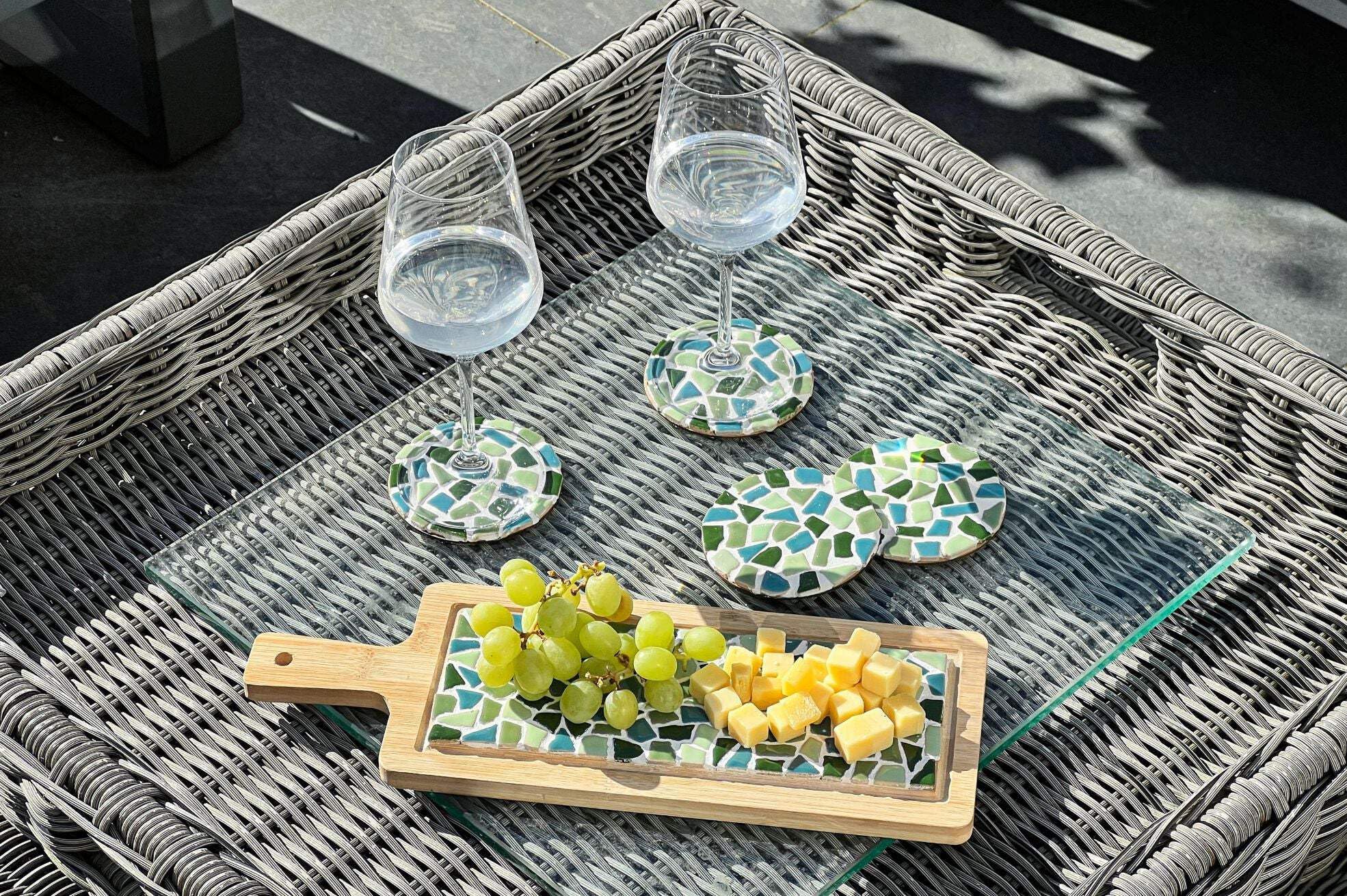 Little Creations Plateau de service mosaïque bleu | Kit de bricolage pour adultes | Kit de bricolage pour adultes | 40 cm