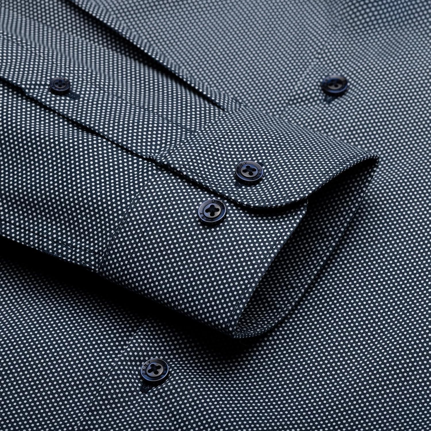 DKNY Men's Slim Fit Dress Shirts Solid Long Sleeve Stretch Wrinkle-Free Formal Shirt Business Casual Button Up Shirts - Image 5