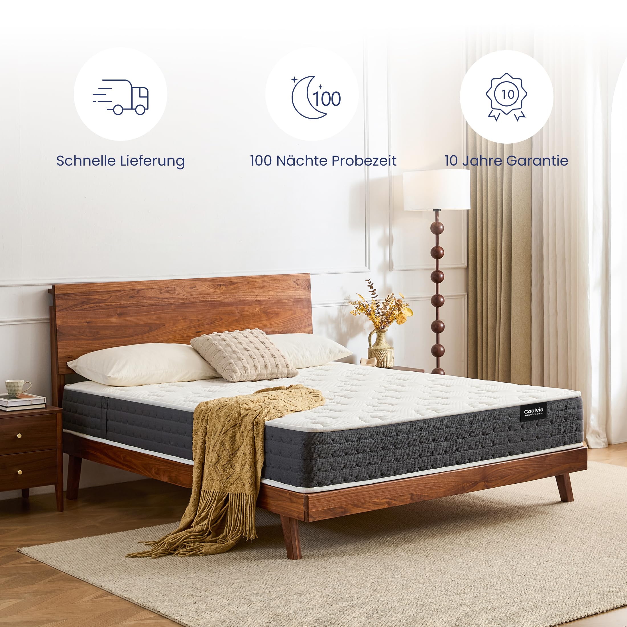 Coolvie Matratze 120x190 HäRtegrad 3-4 - 20cm Hoch | Oeko-Tex-Zertifizierung 7 Zonen Federkernmatratze - Ideal für Jugendliche, Kleine Einzimmerwohnung, Tatami-Zimmer