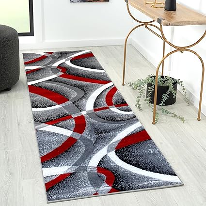 2305 Geometric Abstract Gray 2x7 Area Rugs for Entryway