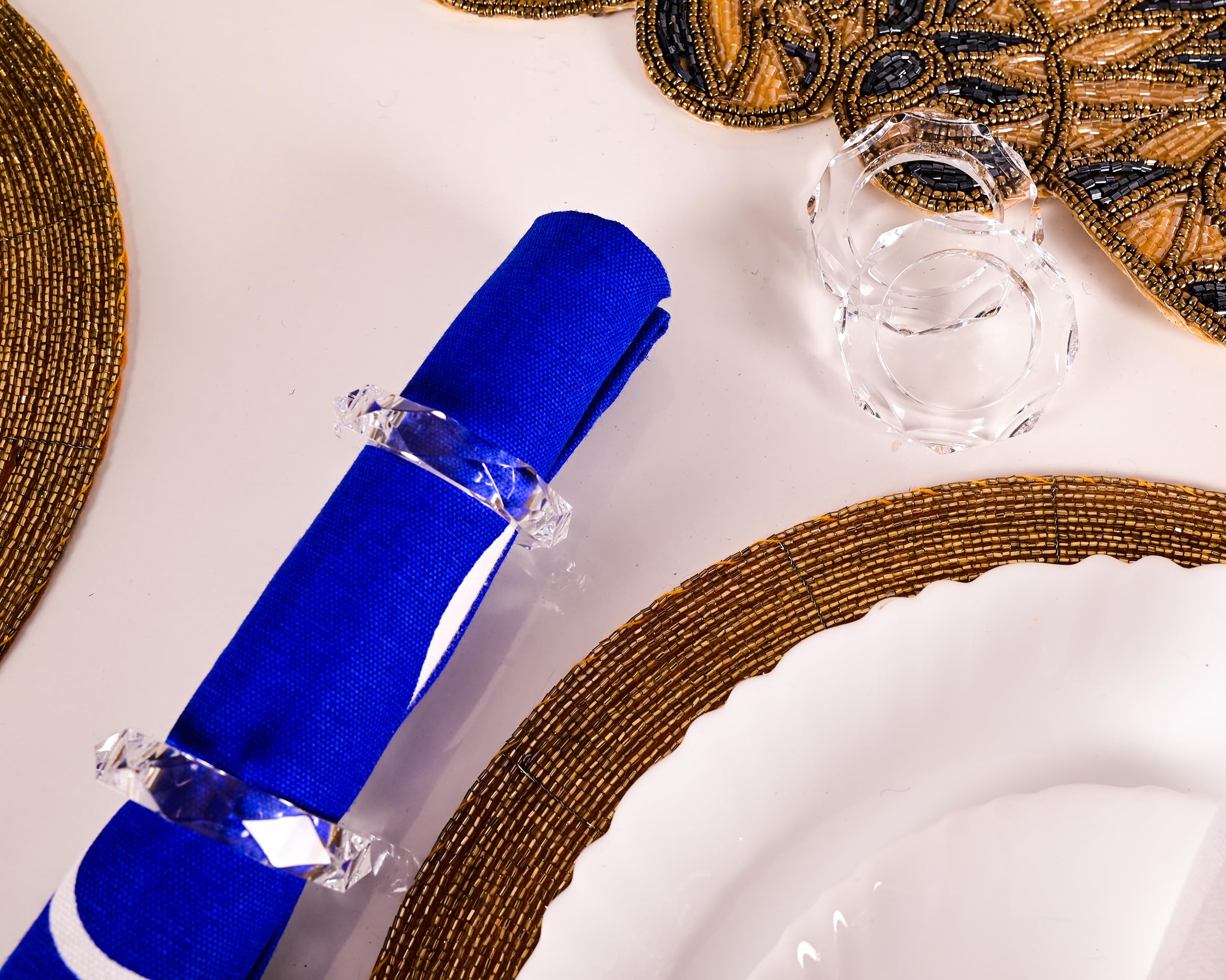 Lot de 12 ronds de serviette élégants en acrylique transparent pour mariage, fête, table à manger et décoration de vacances ALPHA Living HOME