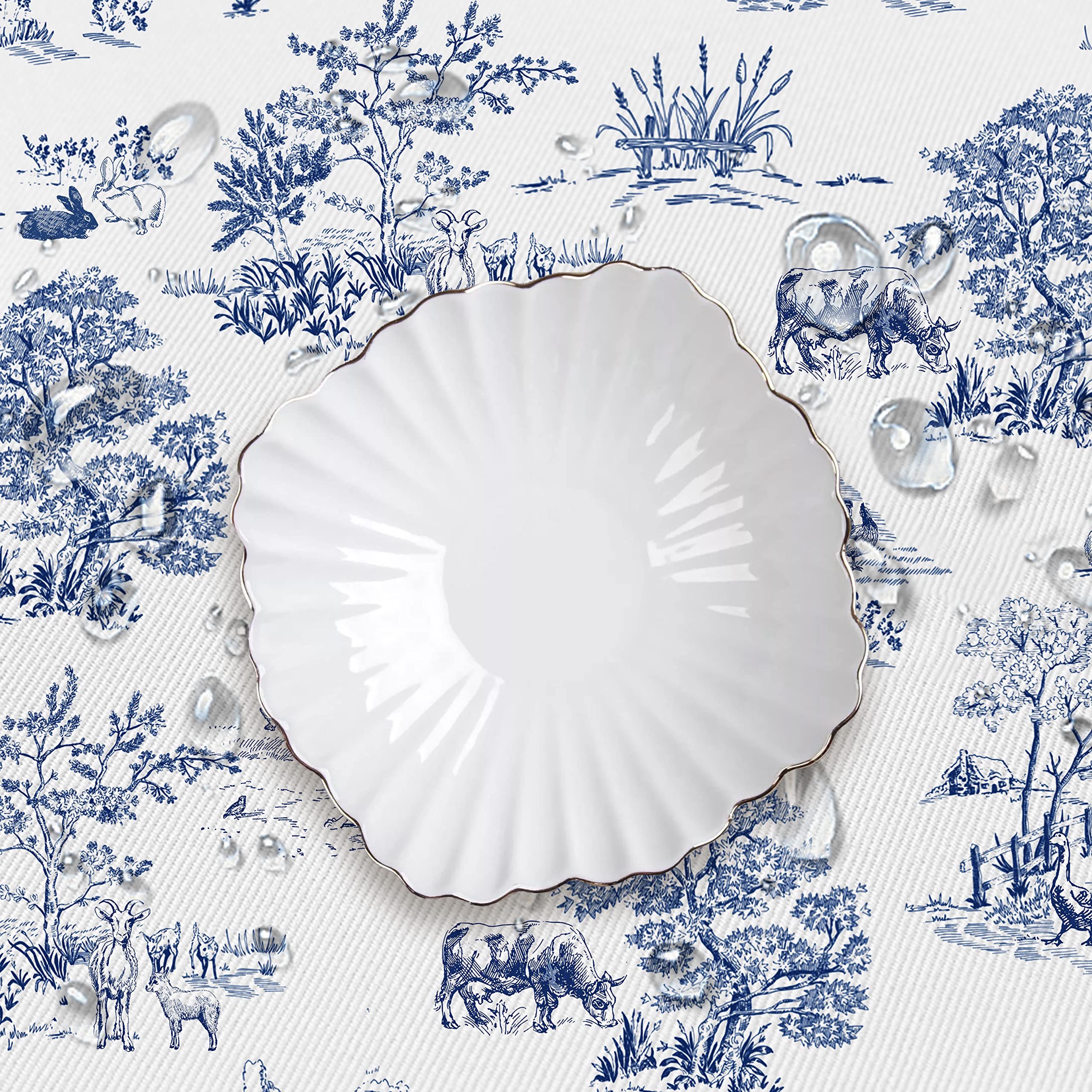 Tovaglia Ovale In Cotone E Lino QsyyHome – 155x215 Cm, Ricamo Rustico A Scacchi, Antimacchia E Antipiega, Per Tavolo Cucina E Feste