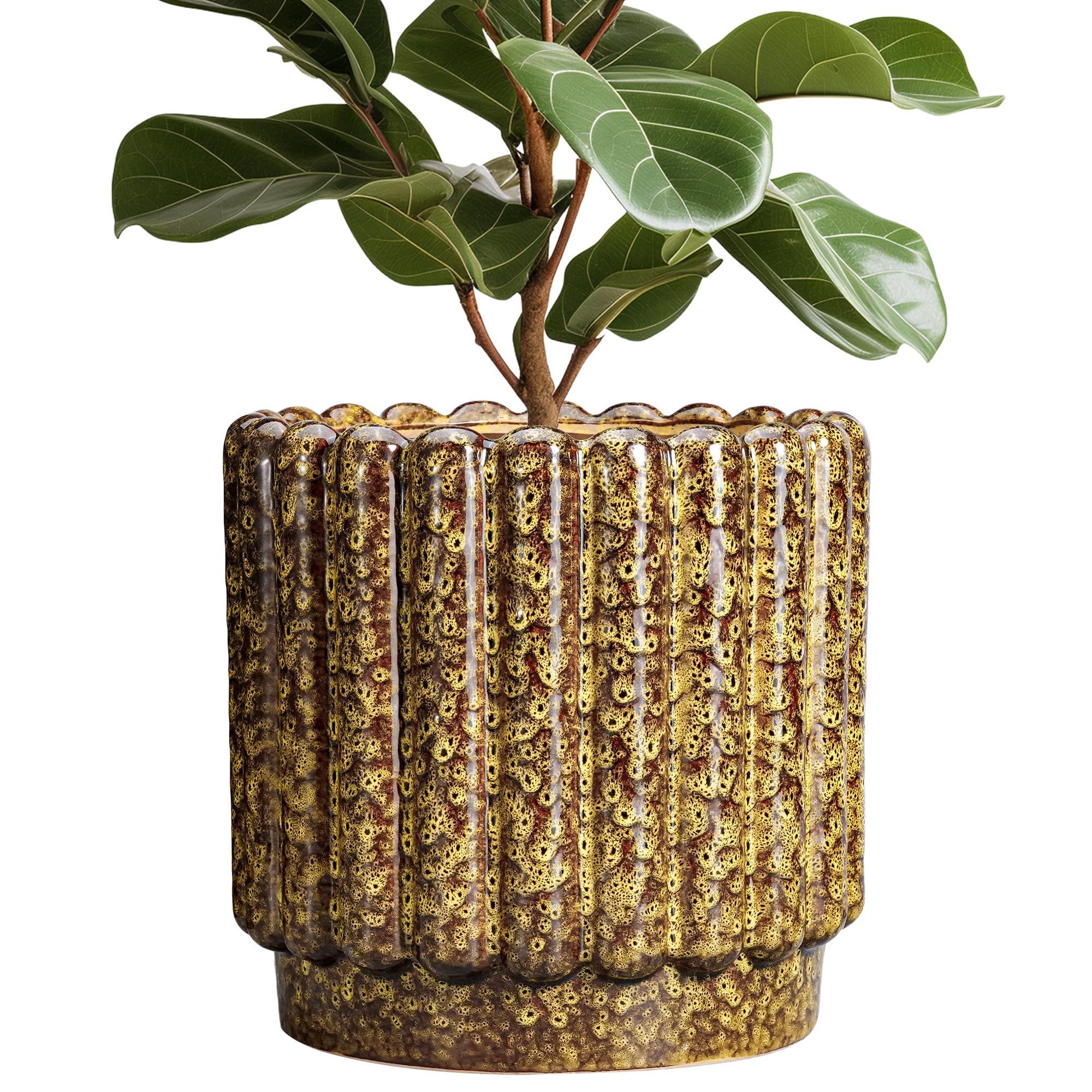 Ceramicfor 12 Leopard Print Yellow Ceramic Planter