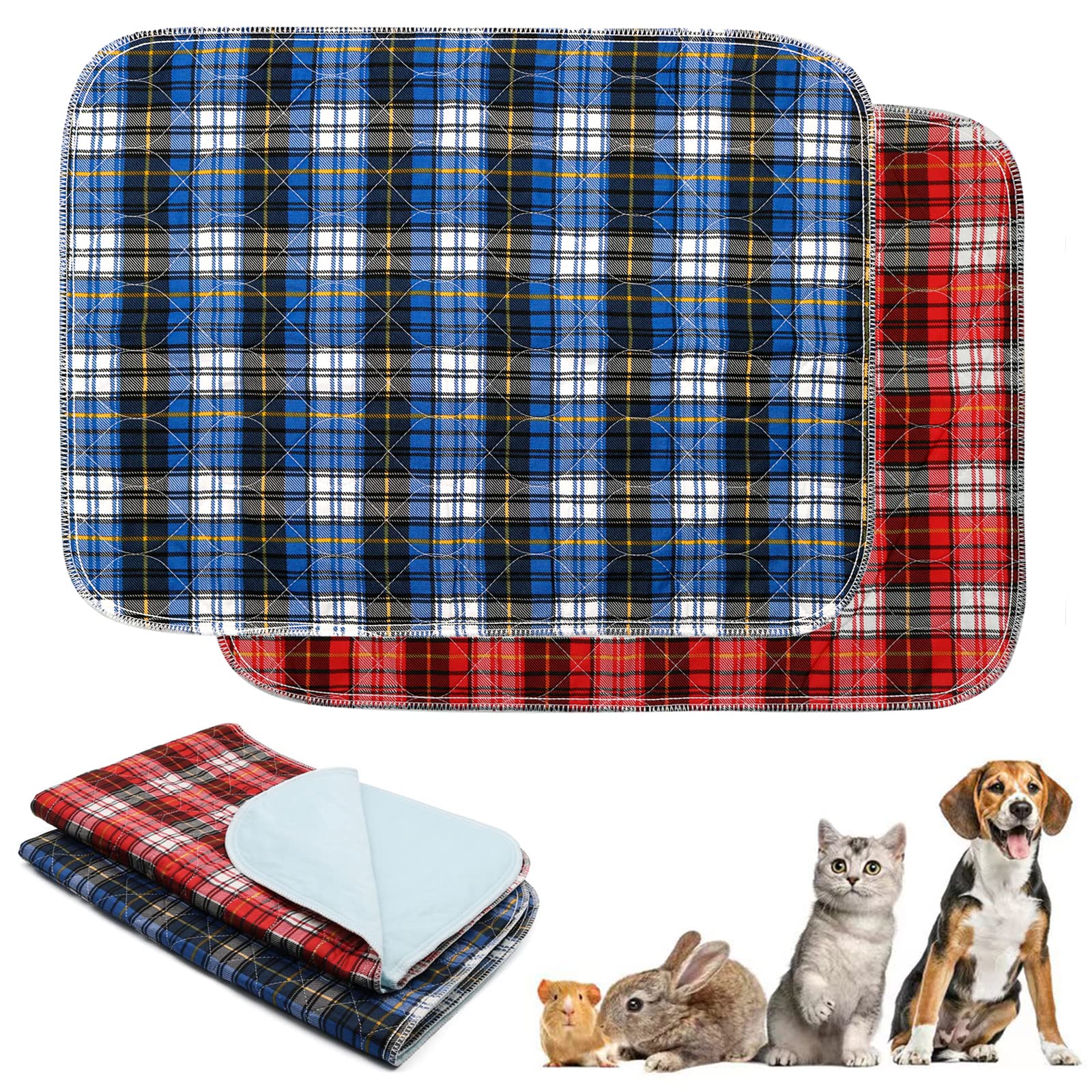 Washable Pee Pads for Small Animal,Waterproof Reusable Puppy Potty Training  Pads, Anti Slip Whelping Pads Super Absorbent Cage Liners for Ferrets